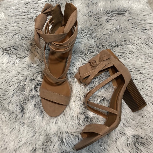NWT Taupe Suede Heel Sandals - Picture 2 of 8